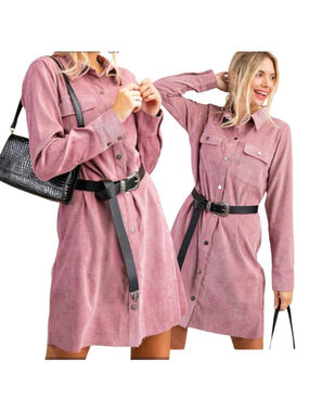 Kori America NWT Corduroy Shirt Dress XL Ash Purple Boho Retro